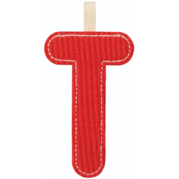 Lettera Lilliputiens T in tessuto fosforescente Rosso
